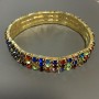 Braccialetto elastico con strass multicolori e base in metallo dorato