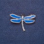 Spilla Libellula smalto blu, metallo dorato, 4×3 cm