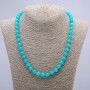 Collana in acquamarina con grani lisci, diametro 8 mm (±), lunghezza 45 cm