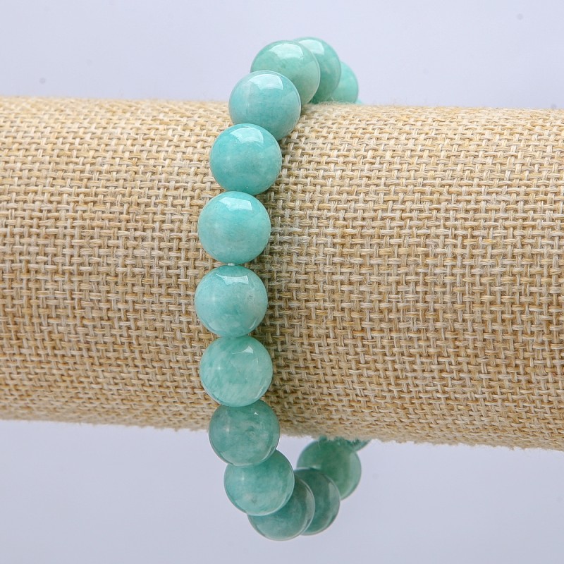Braccialetto elastico in amazonite, diametro 10 mm, lunghezza 18 cm+-