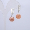Orecchini in pietra naturale di selenite, diametro 12 mm, lunghezza 30 mm +