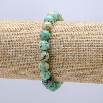 Bracciale elastico in amazonite, diametro 8 mm, circonferenza 18 cm +