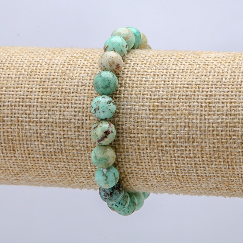 Bracciale elastico in amazonite, diametro 8 mm, circonferenza 18 cm +