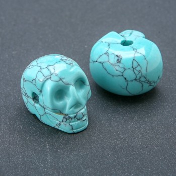 Perla a forma di teschio in pietra turchese artificiale 25×19 mm +