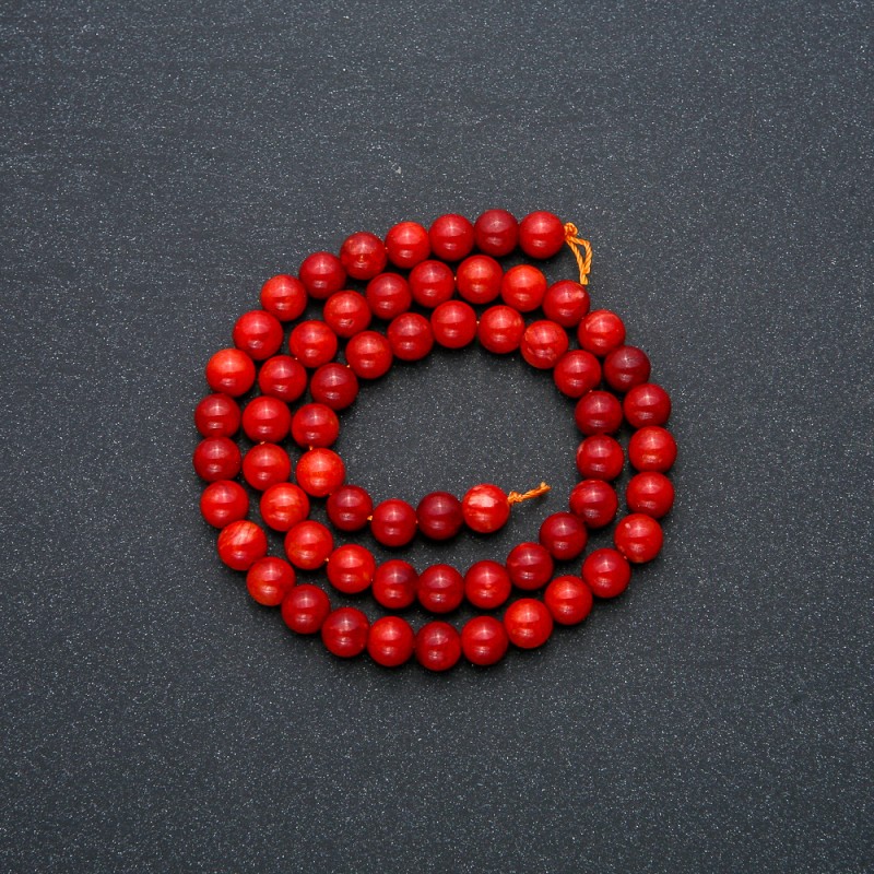 Perline Jasper rossa (finta), diametro 6 mm, lunghezza 38 cm +
