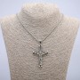 Pendente «Croce» 60×35 mm su catena, lunghezza 70 cm, metallo argentato