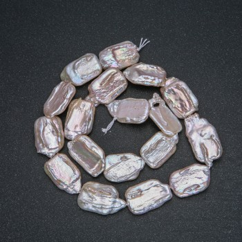 Filo di perle barocche naturali, diametro 22x14 mm, lunghezza 40 cm ± con riflesso petrolio