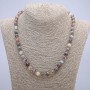 Collana in agata Botswana, perle lisce, diametro 8 mm, lunghezza 45 cm +