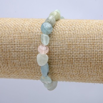 Bracciale elastico in pietra naturale morganite, perle levigate, diametro 9×12 mm, circonferenza 18 cm +