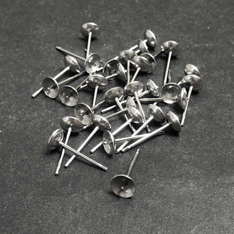 Basi per orecchini a perno argentate da 4 mm, confezione da 30 pezzi +