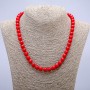 Collana di corallo pressato, grani lisci, diametro 8,5 mm +/-, lunghezza 46 cm