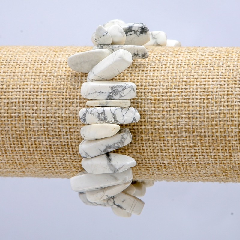 Bracciale elastico in kaolinite, frammenti a forma di ago, diametro 20×8 mm+