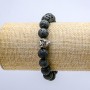 Bracciale elastico in pietra lavica con elemento a forma di leopardo