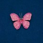 Spilla farfalla con strass rosa e lampone, metallo dorato 35×45 mm +