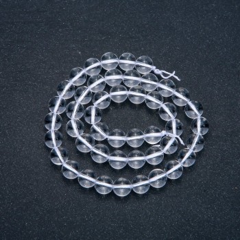 Perle di cristallo di rocca su filo, perle sferiche lisce, diametro 8,5 mm, lunghezza 38 cm