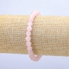 Bracciale elastico in quarzo rosa, palline lisce, diametro 6 mm, lunghezza 18 cm