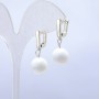 Orecchini in agata bianca, diametro 12 mm, lunghezza circa 2,5 cm