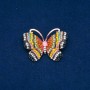 Spilla farfalla in metallo dorato, strass multicolori e perla 34×45 mm +