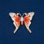 Saldi! Spilla Farfalla dorata con metallo, smalto e strass bianchi 43×52 mm +