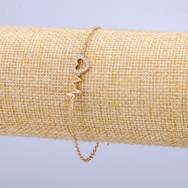 Bracciale Xuping doratura 18K con strass bianchi, spessore 1 mm, lunghezza 17–20 cm +