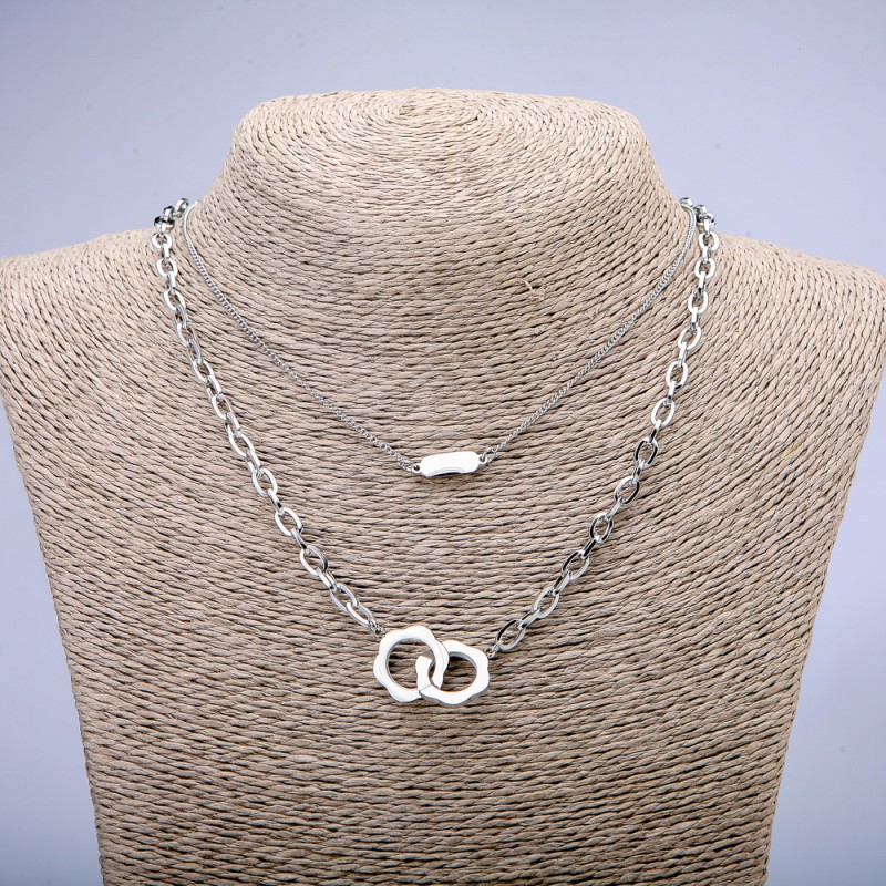 Collana Xuping con pendente rodio, spessore 4,5 mm +/- e 1,5 mm +/-, lunghezza 48 cm +