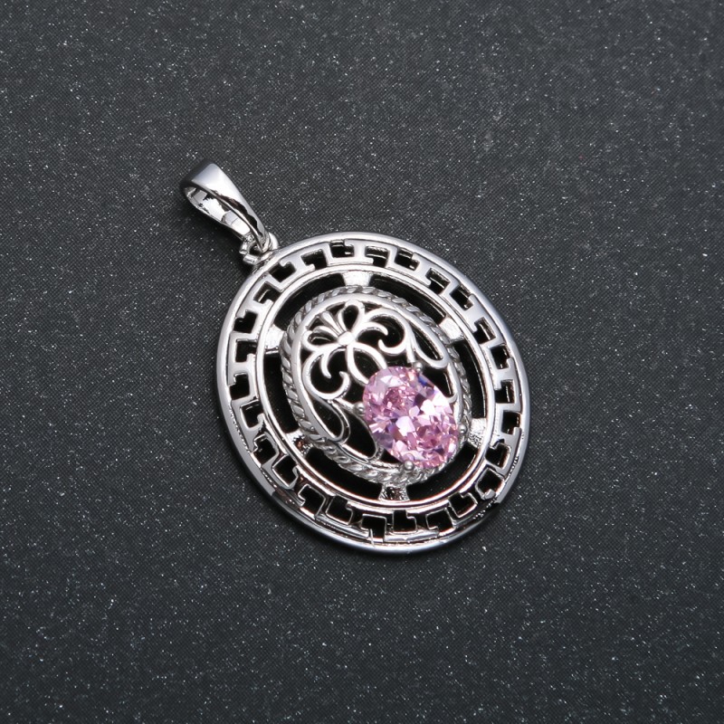 Pendente Xuping rodio con cristallo rosa, dimensioni 29×19 mm +