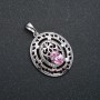 Pendente Xuping rodio con cristallo rosa, dimensioni 29×19 mm +