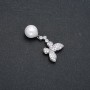 Pendente Xuping rodiato con perla e strass bianchi, diametro 32×14 mm +