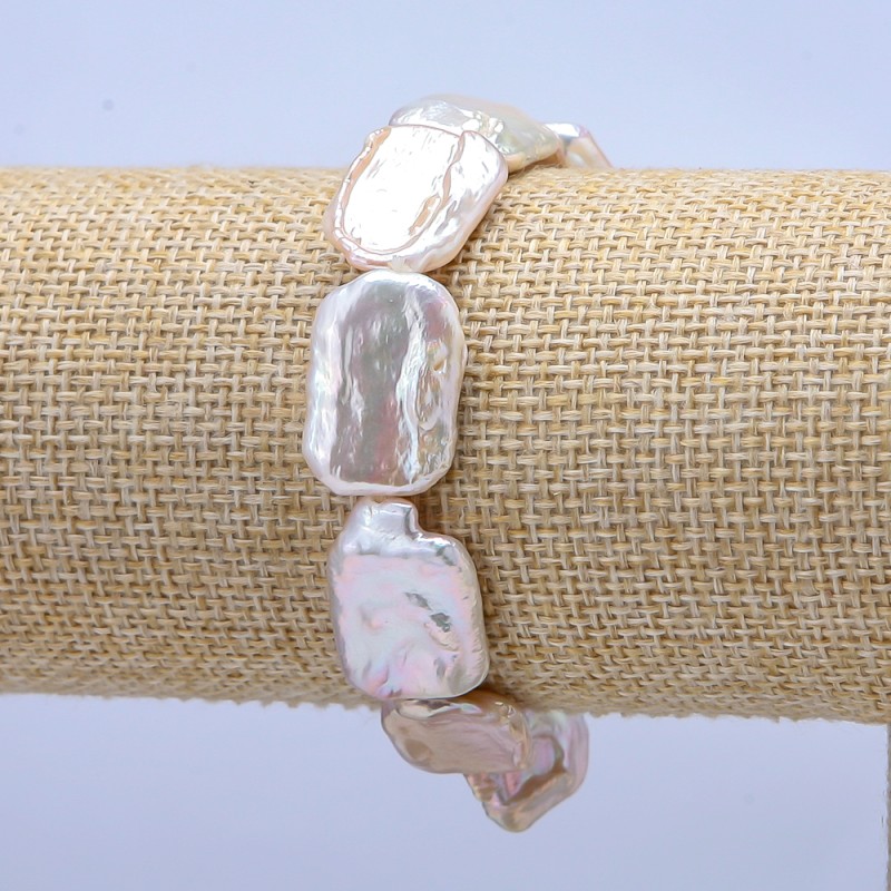 Bracciale elastico con perle barocche, diametro 22×14 mm ±, lunghezza 18 cm ±