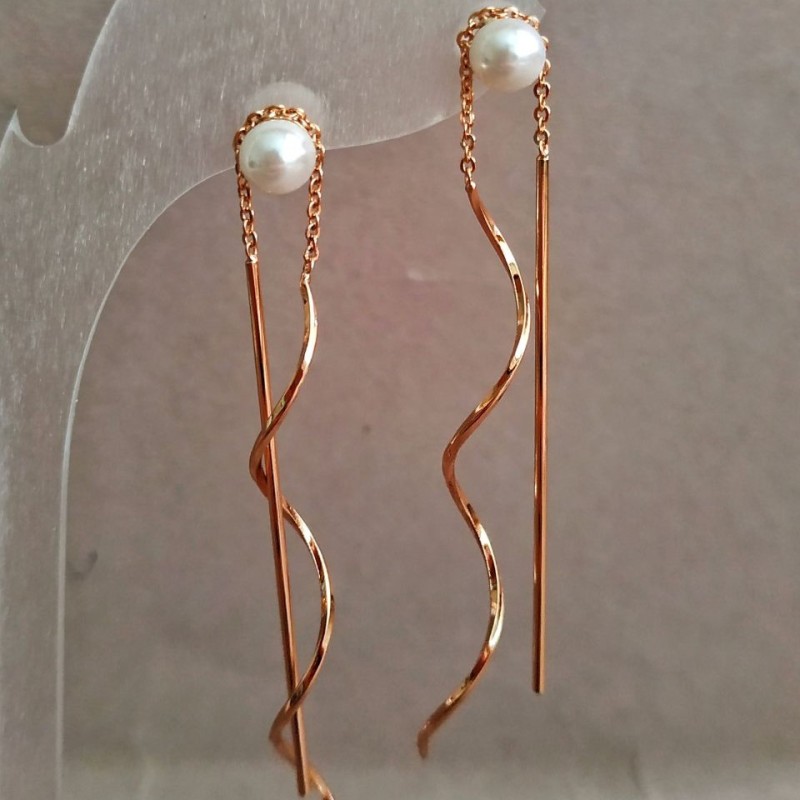 Orecchini Xuping placcati oro 18K con una perla Maiorca, lunghezza 60 mm +