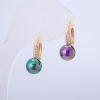 Orecchini Xuping placcato oro 18K con strass bianchi e una perla nera effetto benzina, lunghezza 19 mm +