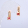 Orecchini Xuping placcato oro 18K con strass bianchi e cristallo rosso, diametro 16x7 mm +