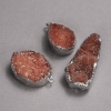 Pendente in montatura argentata con druza di geode arancione, diametro 33×20 mm ± disponibili in diverse misure