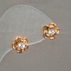 Orecchini Xuping «Rosa» placcati oro 18K, con strass bianchi, perno, diametro 10 mm