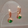 Orecchini Xuping placcati oro 18K con cristallo verde, diametro 27x10 mm +