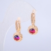 Orecchini Xuping placcati oro 18K con cristallo blu-violaceo, diametro 27×10 mm +