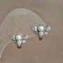 Orecchini Xuping rodio con strass bianchi e perla bianca, diametro 14 mm +