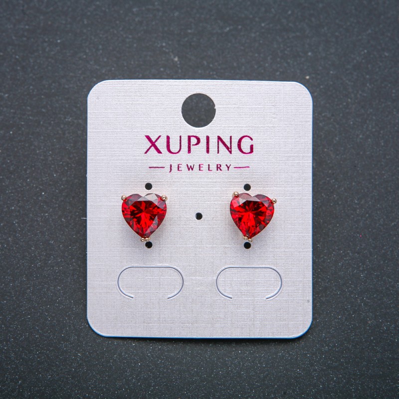 Orecchini a perno «Cuore» Xuping con cristallo rosso