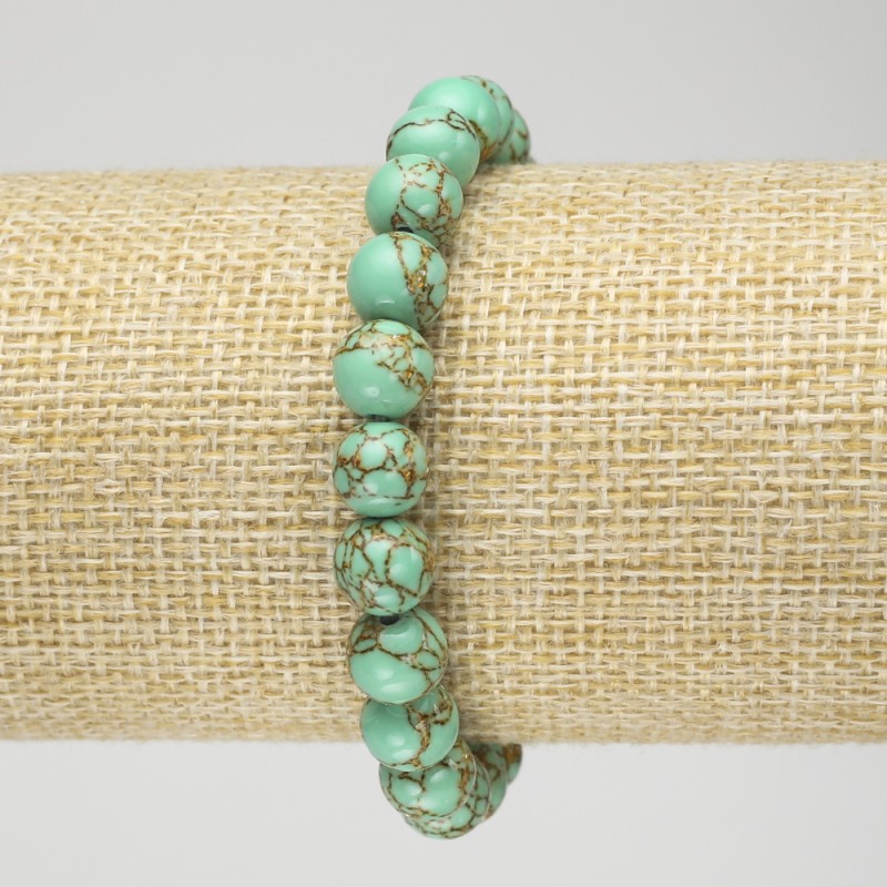 Bracciale elastico con jasper imperiale verde, perline lisce, diametro 8 mm+