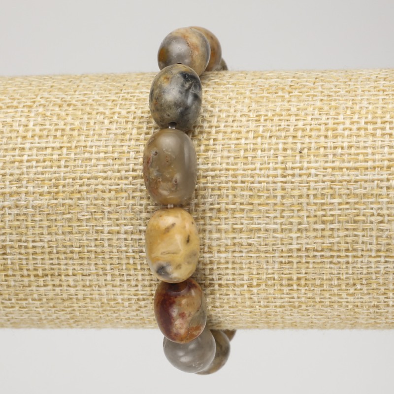 Bracciale elastico in agata marocchina naturale, diametro 10×14 mm+