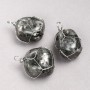 Ciondolo in labradorite con intreccio argentato, diametro 35×20 mm+