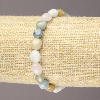 Bracciale elastico in Morganite naturale sfaccettato, diametro 7×9 mm (±)
