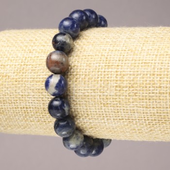 Bracciale elastico in sodalite naturale, perle lisce, diametro 10 mm+