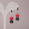 Orecchini in corallo artificiale e agata pressata, palline lisce, diametro 10 mm ±, lunghezza 40 mm ±