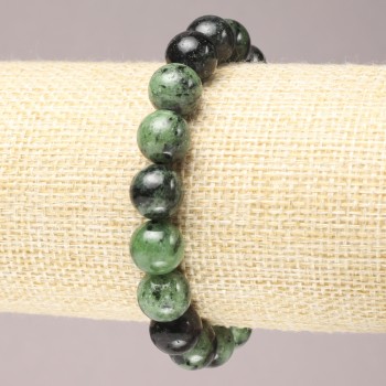 Bracciale elastico in Zoisite naturale con granuli lisci, diametro 10 mm (+/-)