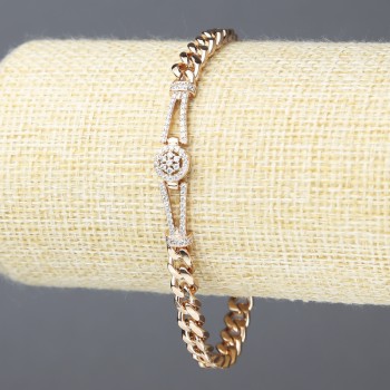 Bracciale Xuping con doratura in oro 18K e strass bianchi, spessore circa 5,5 mm, lunghezza 17-19 cm