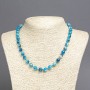 Collana in agata blu, sfere lisce, diametro 8 mm+-, lunghezza 45 cm+-