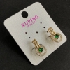 Orecchini Xuping oro 18 carati con pietre verdi e strass bianchi 17×10 mm