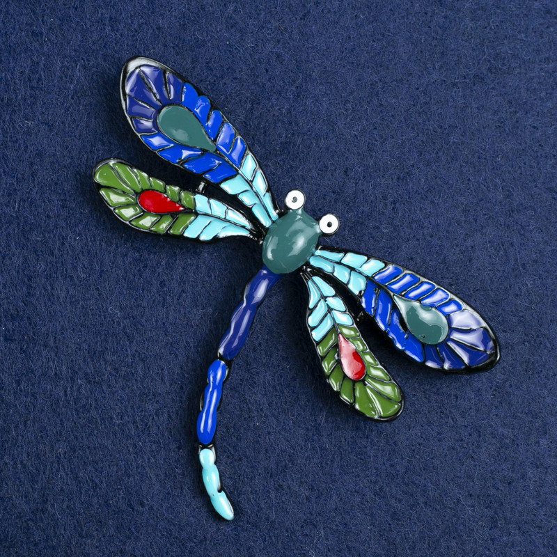 Spilla Farfalla in metallo argentato e smalto 70×50 mm +
