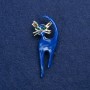Spilla gattina metallo dorato e strass 45×40 mm +